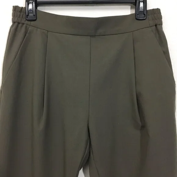 All Saints Size 6 Green Pleated Front Tapered Leg Pull On Stretch Trouser Pants - Picture 2 of 12